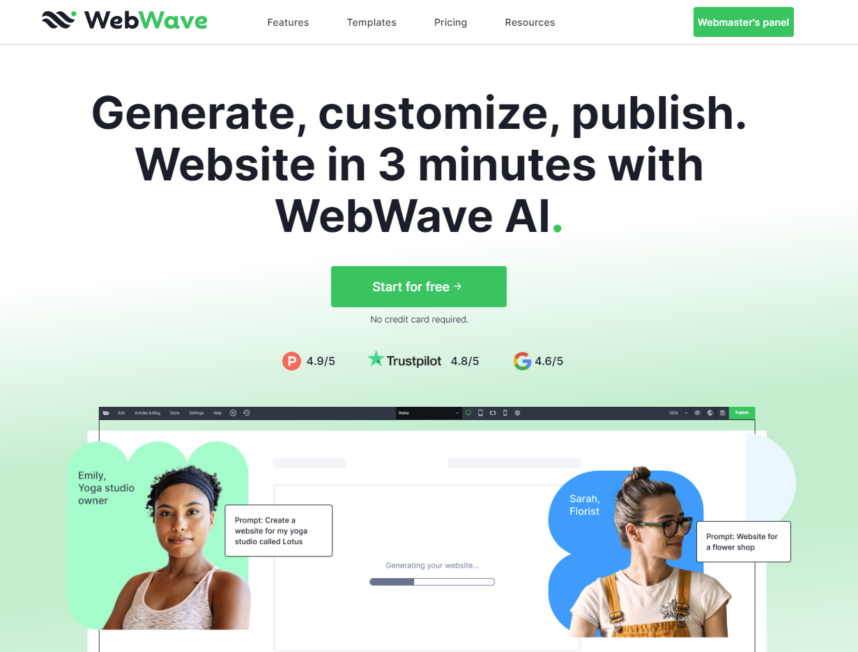 WebWave preview - AI Website Generators